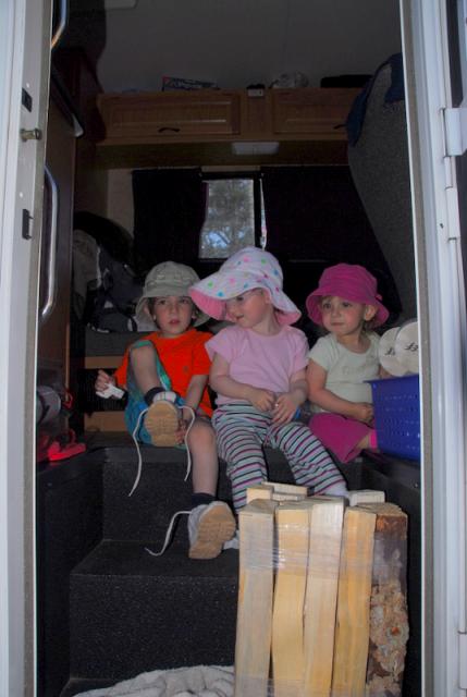 Taking off our shoes in the RV