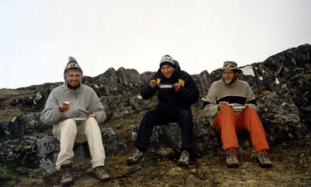 Izet Andreas and Jon Drinking Hot Soup at Laguna Chilatta
